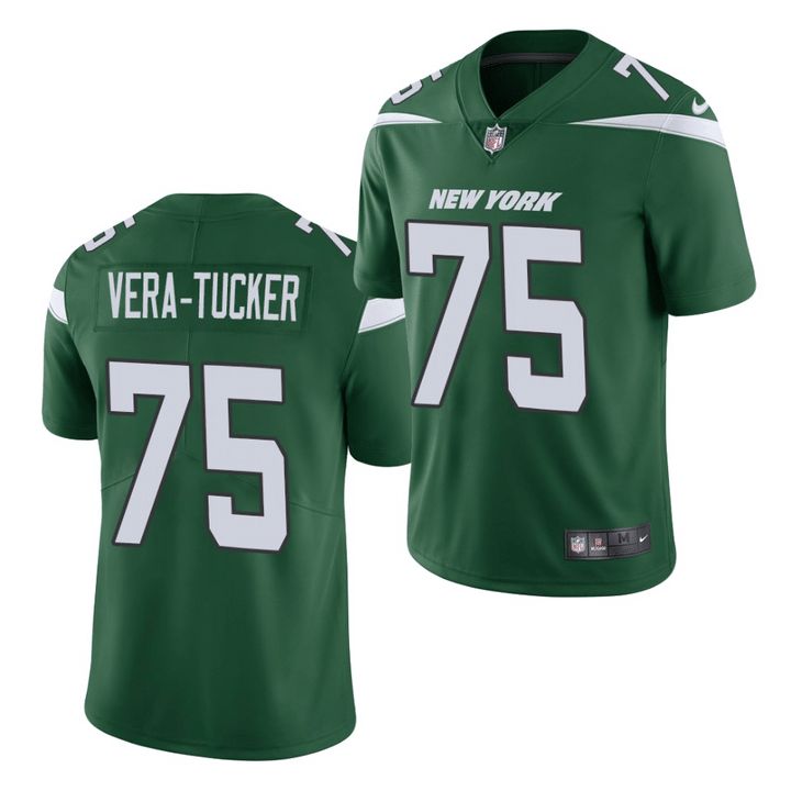 Cheap Men New York Jets 75 Alijah Vera-Tucker Nike Green Vapor Limited NFL Jersey